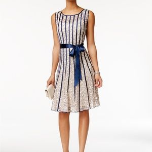 SL Fashions Sleeveless Belted A-Line Dress